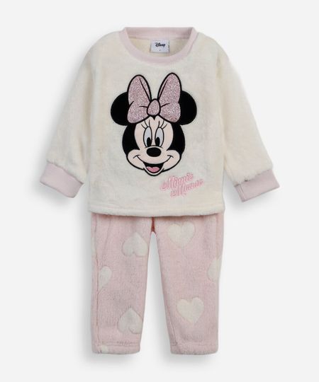pijama infantil de pelúcia minnie off white 3 pijama infantil de pelúcia minnie off white 3