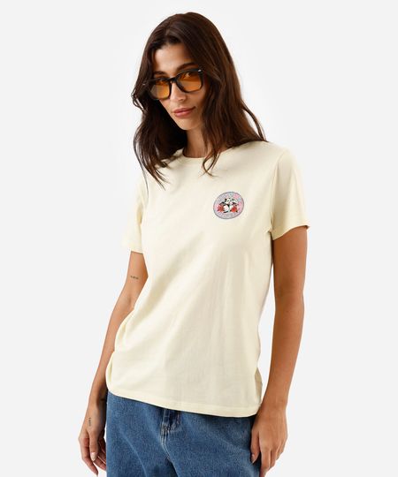 camiseta feminina de algodão manga curta guns and roses amarela M