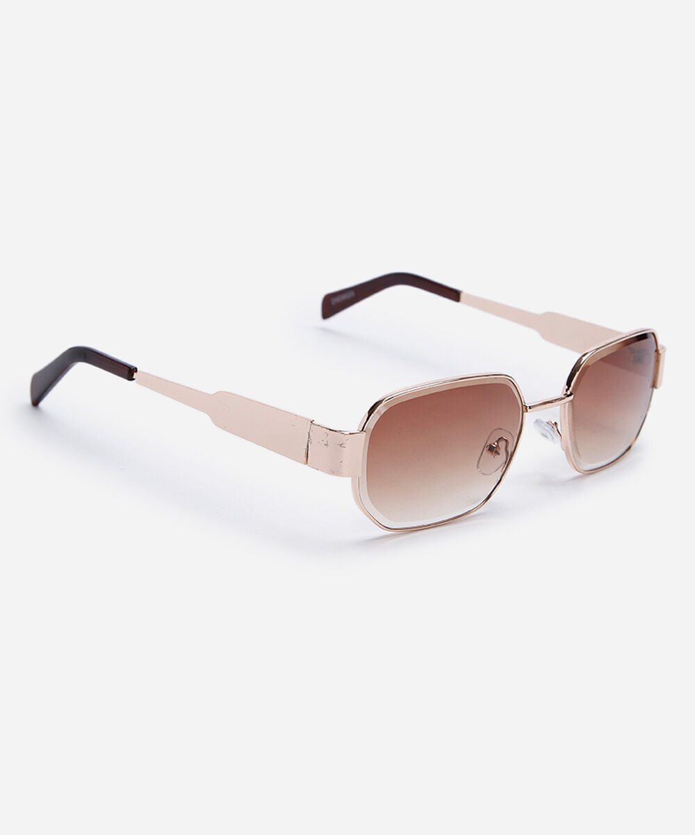 óculos de sol feminino quadrado de metal dourado