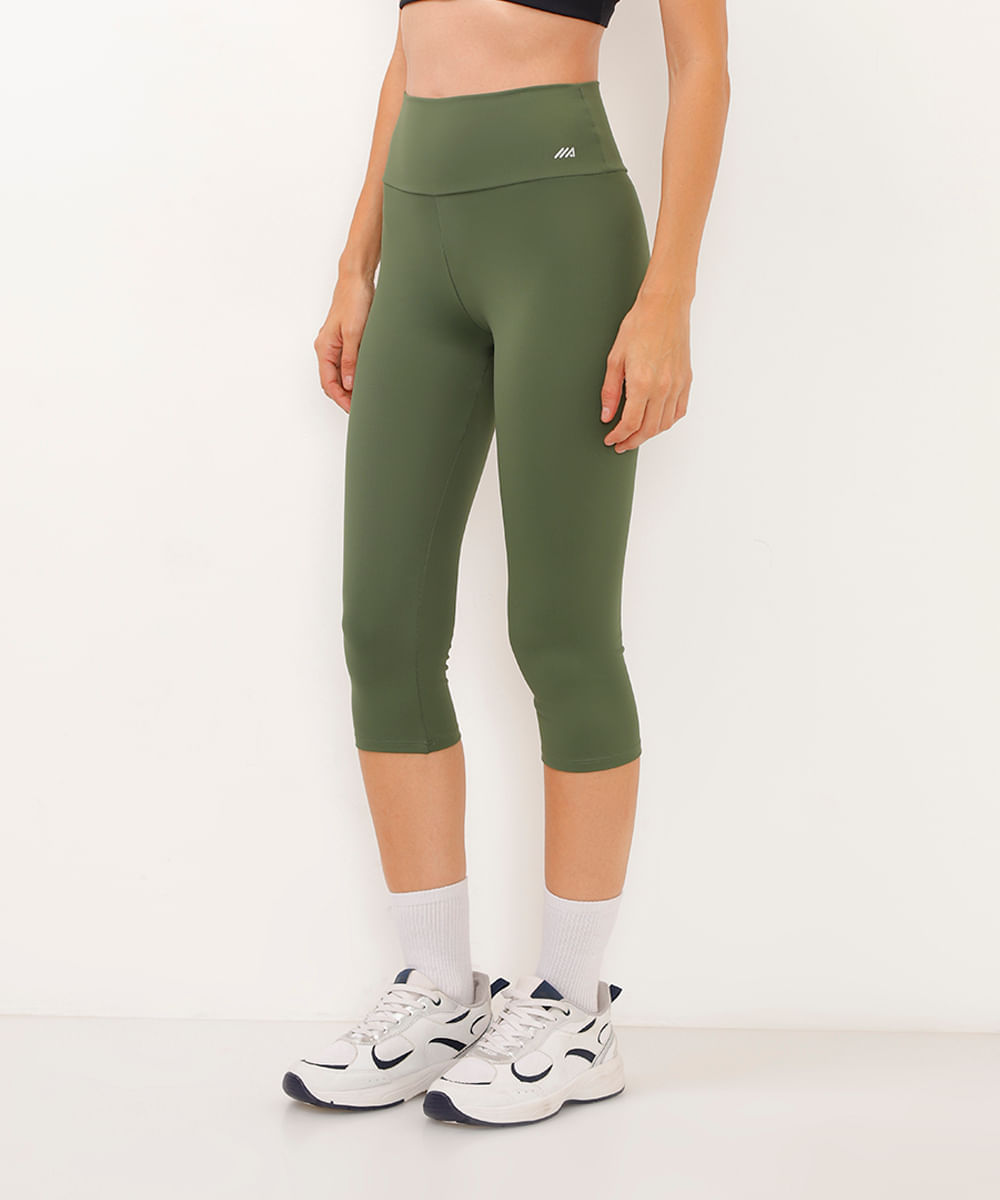 calça corsário básica cós largo esportiva ace verde