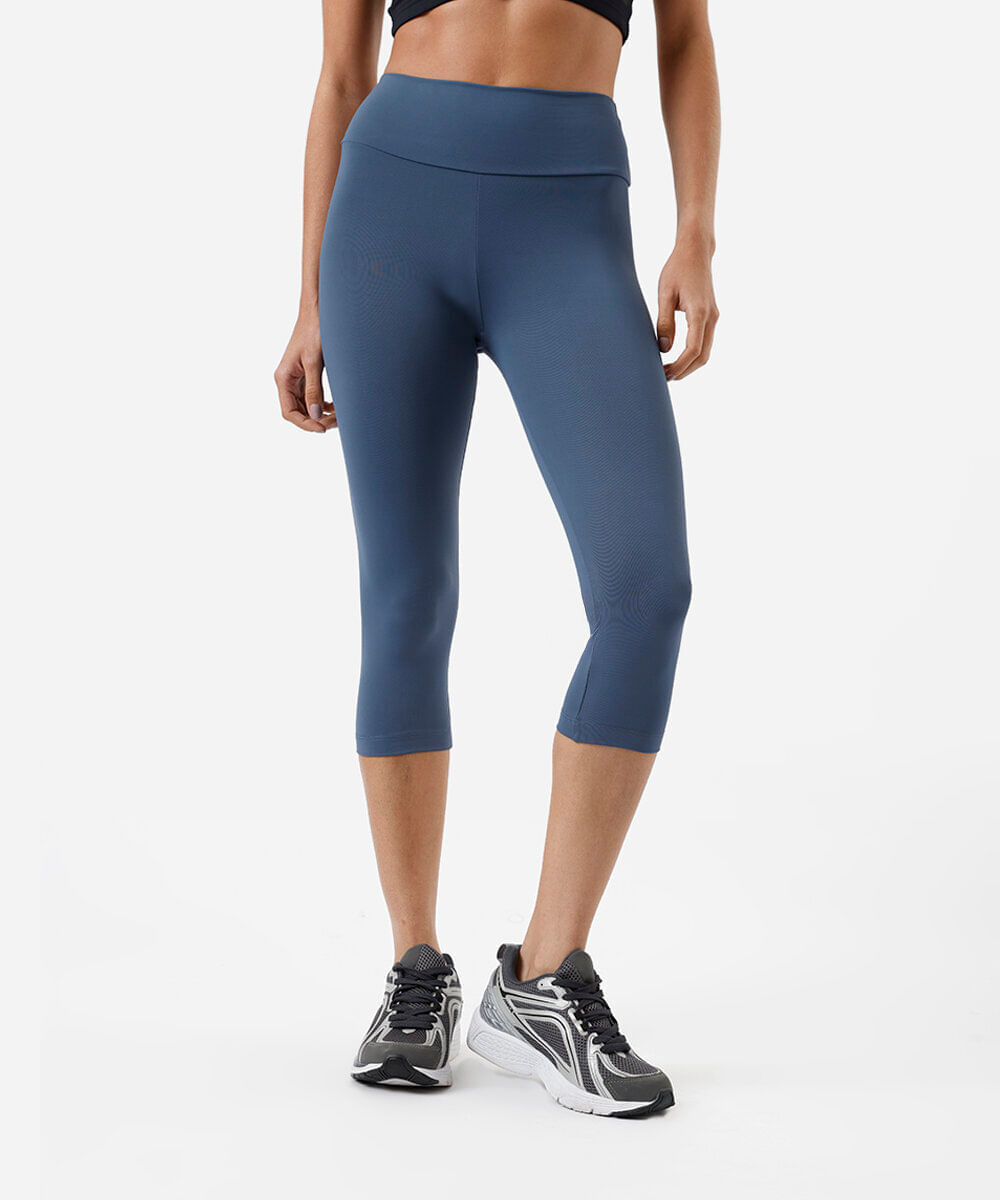 calça legging feminina básica cós largo esportiva ace azul
