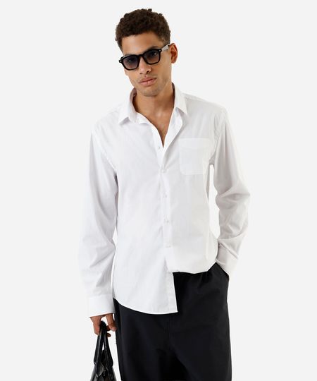 camisa manga longa com bolso branco 1