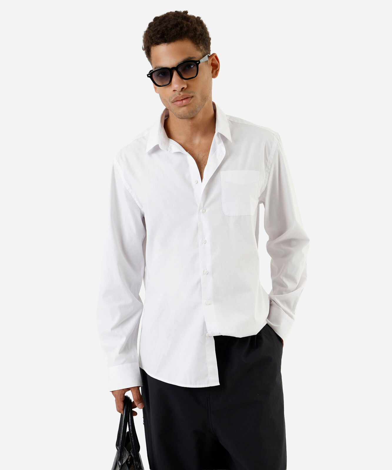camisa manga longa com bolso branco
