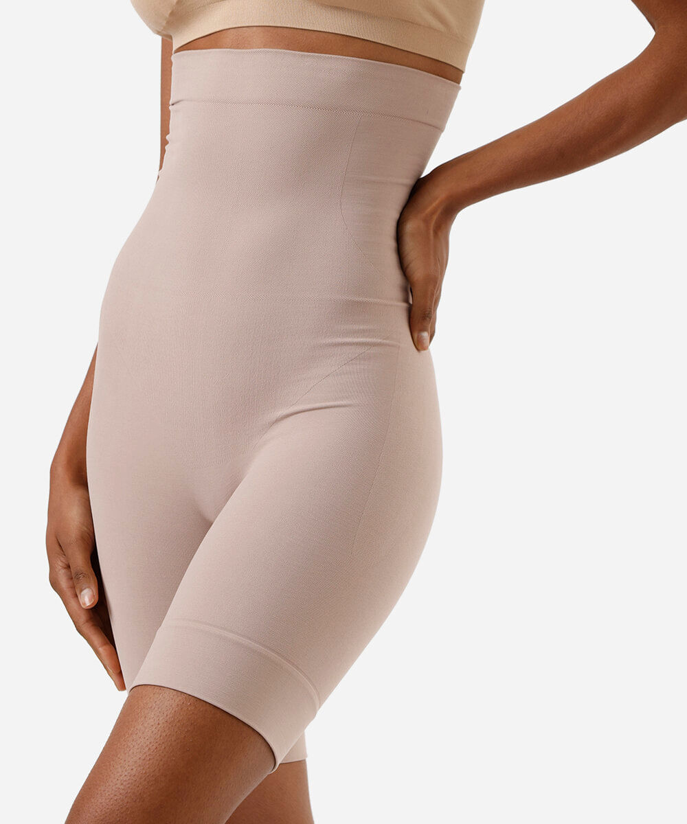 bermuda modeladora cintura alta plié bege