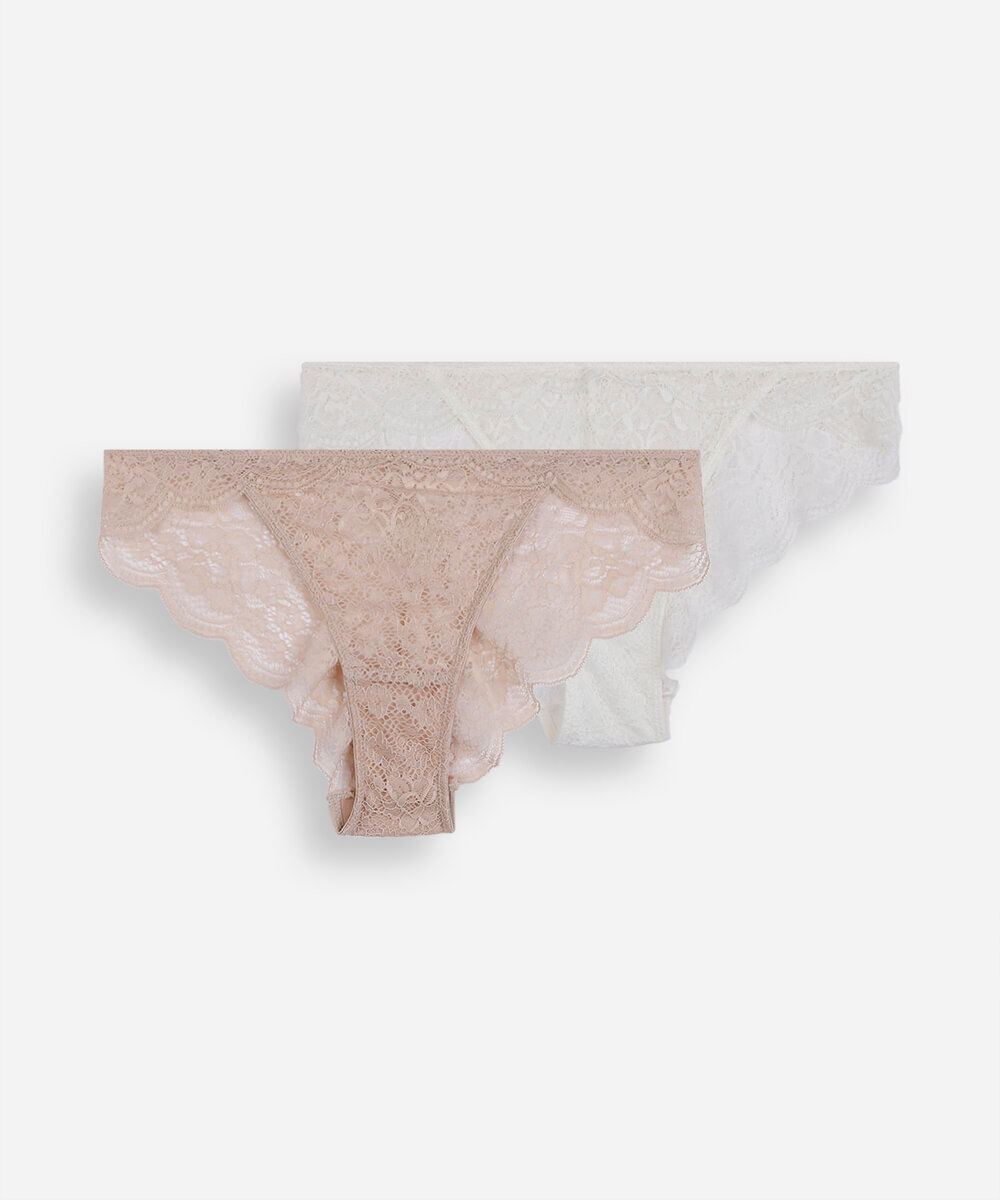 kit 2 calcinhas biquíni feminina de renda floral colorido