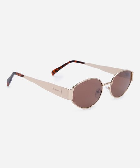 óculos de sol feminino redondo de metal triton dourado UNICO
