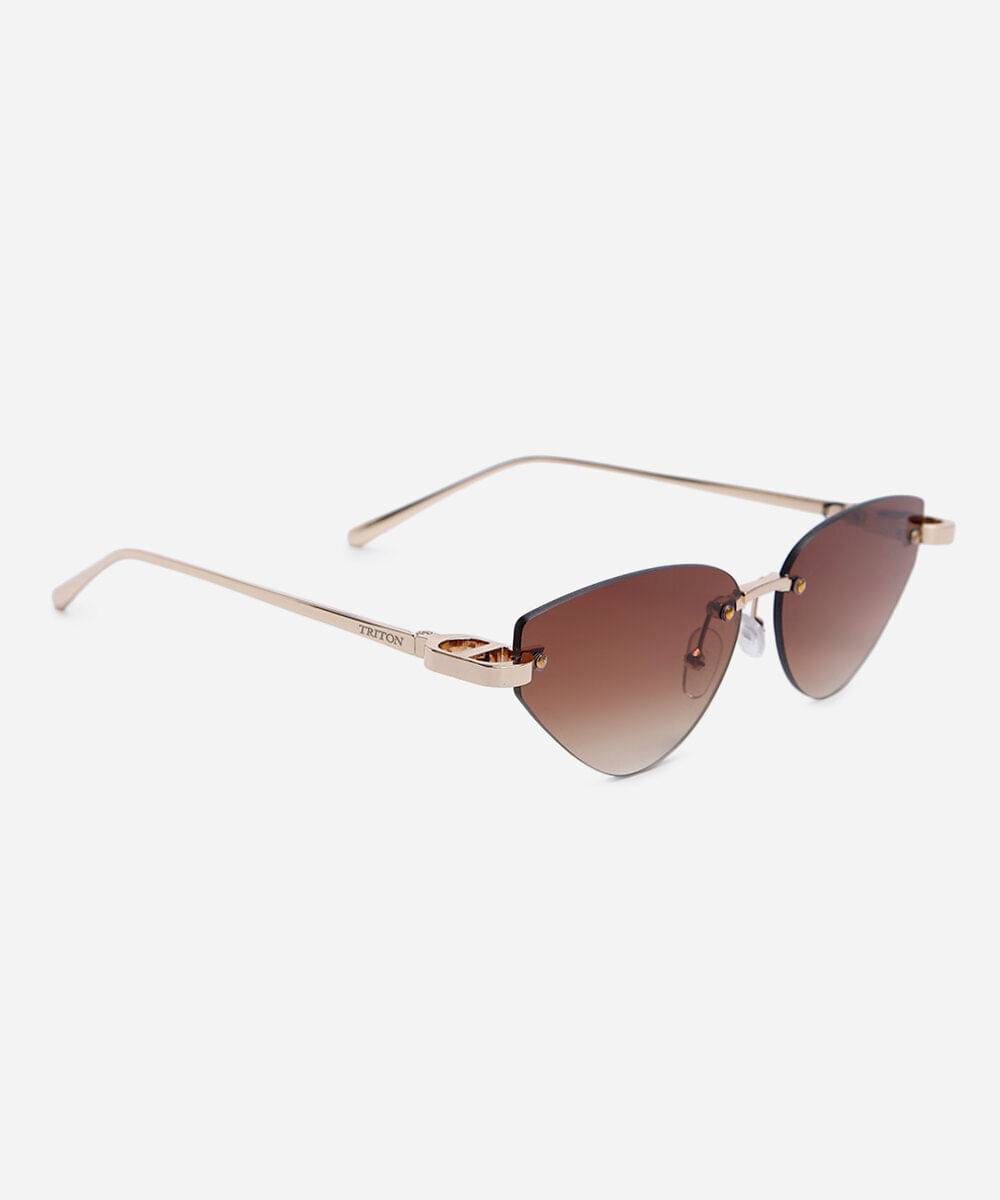 óculos de sol feminino gatinho de metal triton dourado