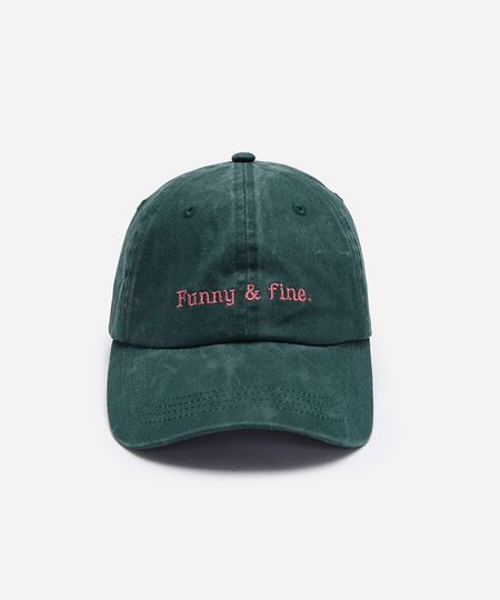 boné com aba curva estonado com bordado funny e fine colorido UNICO