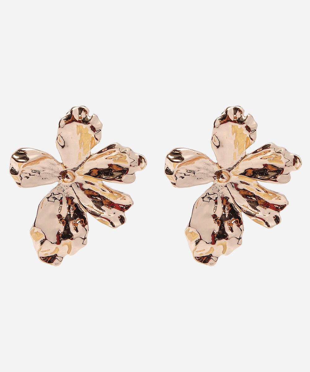 brinco feminino flor dourado dourado