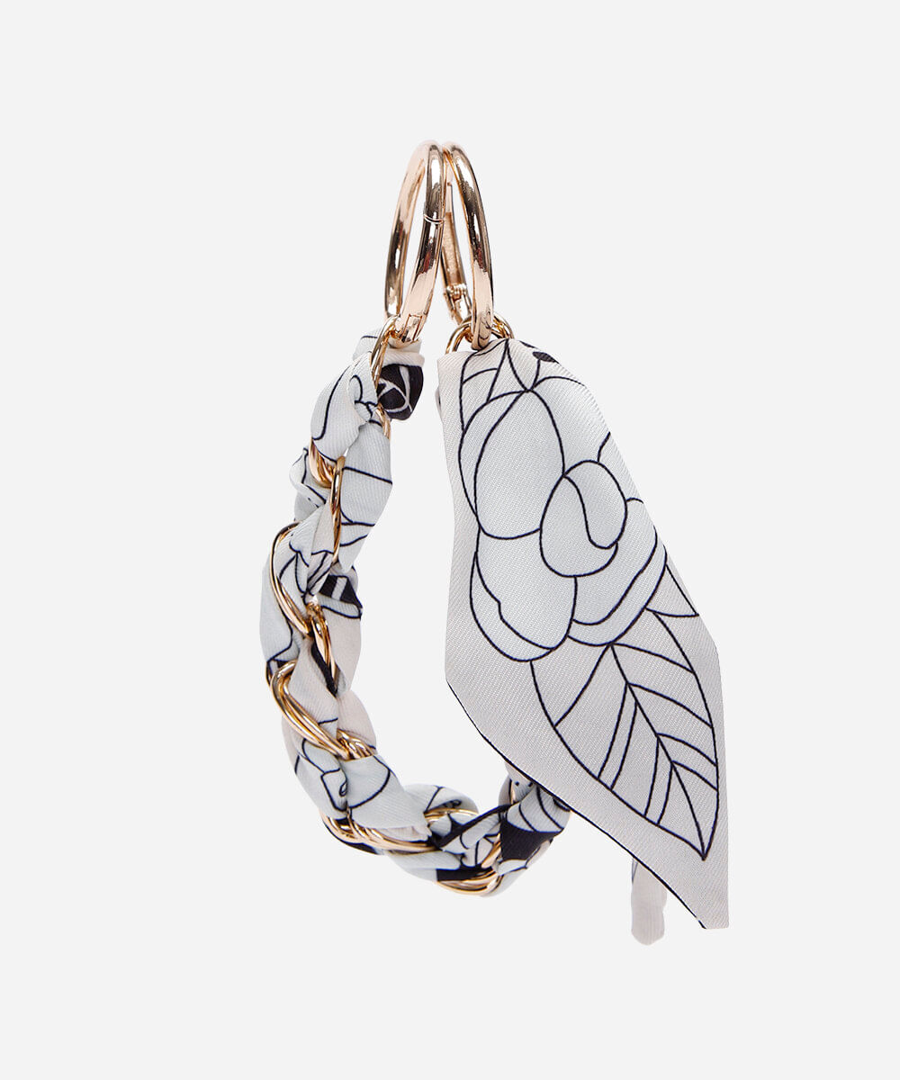 chaveiro bag charm com lenço colorido