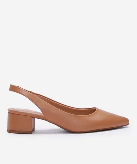 scarpin slingback bico fino salto grosso beira rio marrom 34