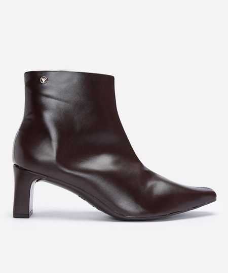 bota cano curto bico fino salto grosso via uno marrom 35