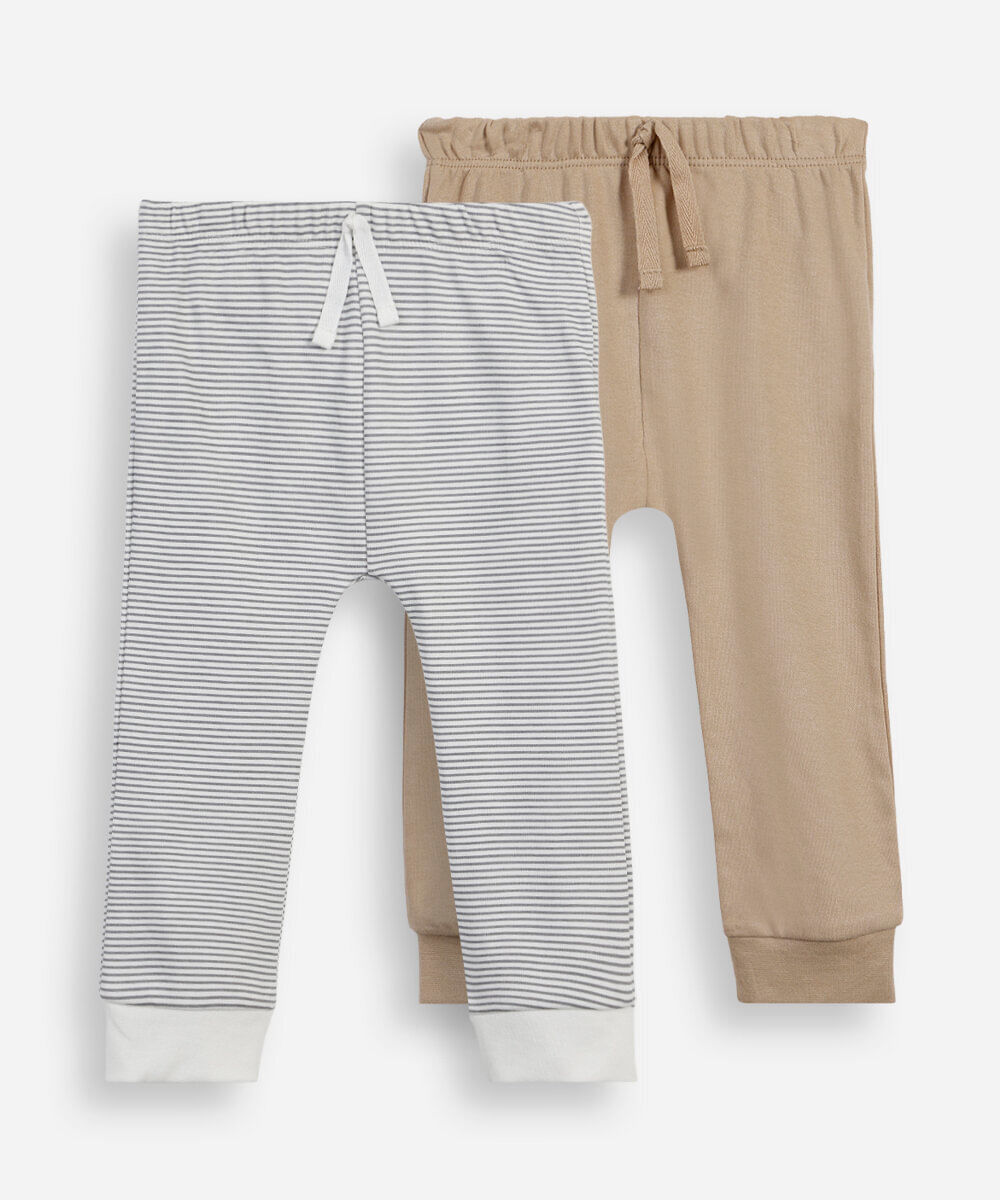 kit de 2 calças jogger infantil de algodão colorido