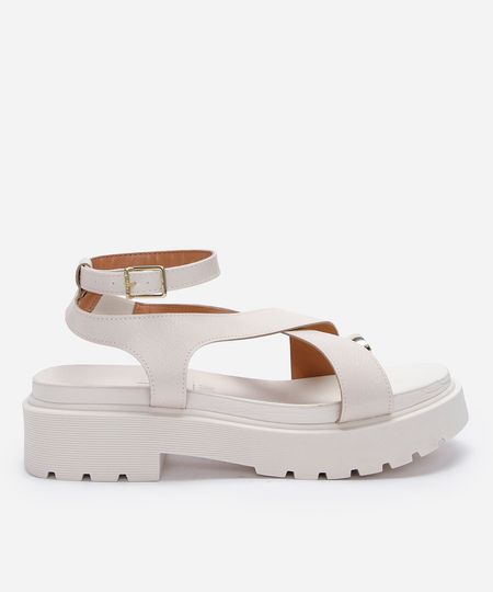 sandália flatform tratorada vizzano off white 36