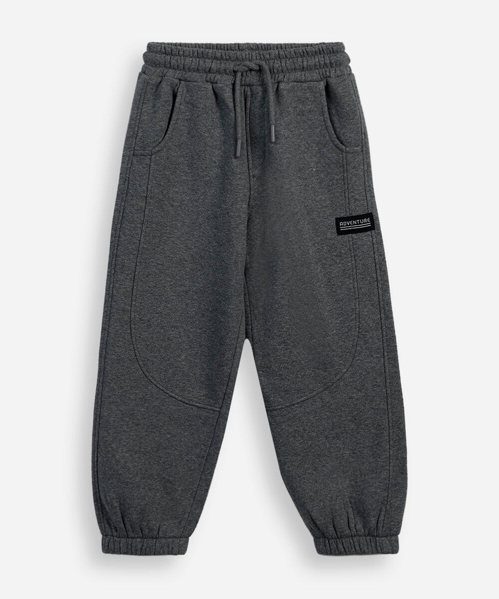 calça infantil jogger recorte moletom cinza