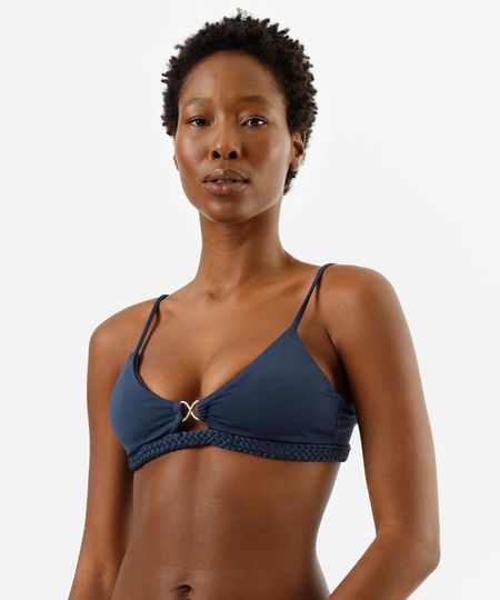 biquíni top triângulo feminino com aviamento azul P biquíni top triângulo feminino com aviamento azul P