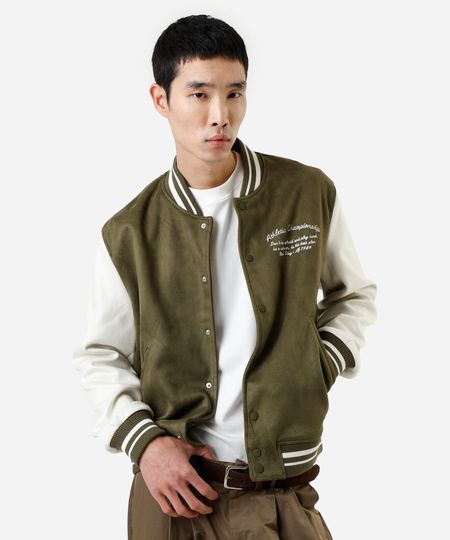 jaqueta bomber masculina de suede los angeles verde M jaqueta bomber masculina de suede los angeles verde M