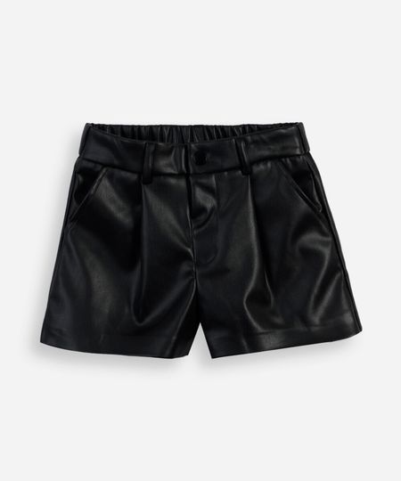 short infantil de pu preto 4