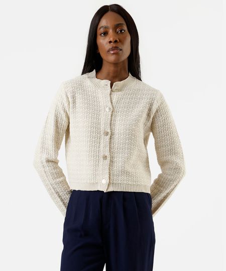 casaco feminino de tweed xadrez off white P