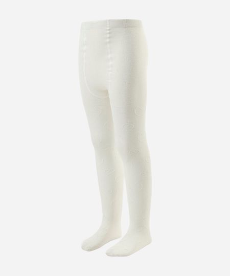 meia calça infantil corações off white G