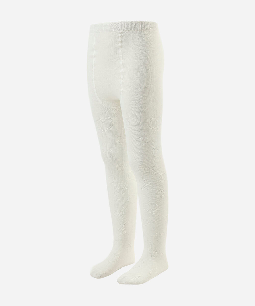 meia calça infantil corações off white