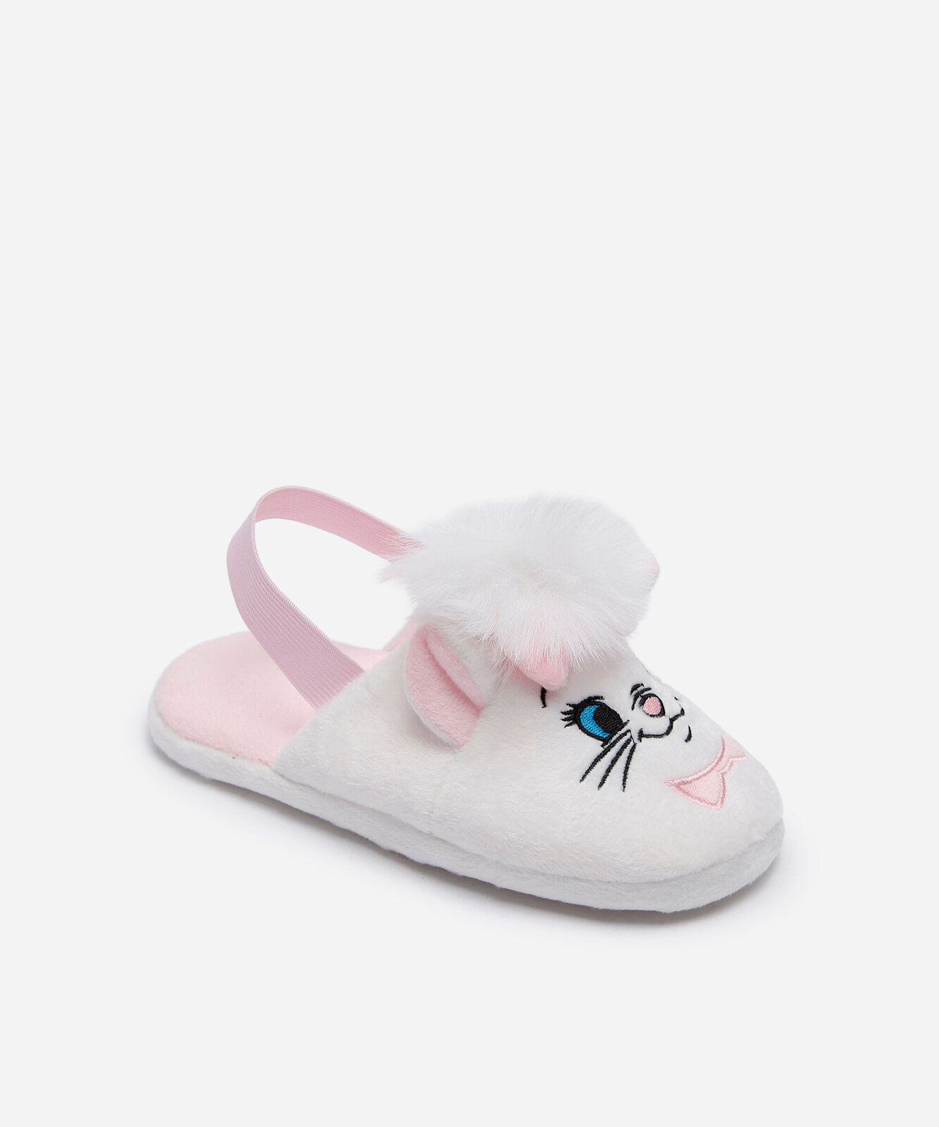 pantufa infantil de pelúcia com bordado gatinha marie branca