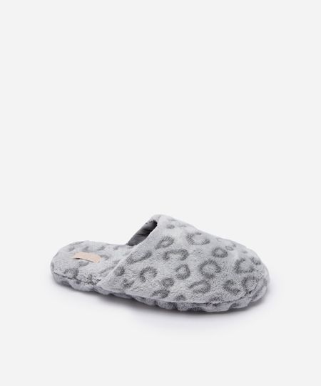 pantufa texturizada animal print cinza 36-37