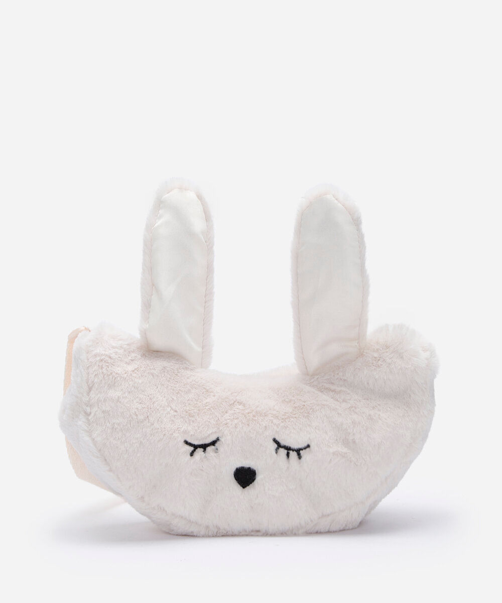 bolsa infantil de pelúcia coelho bege
