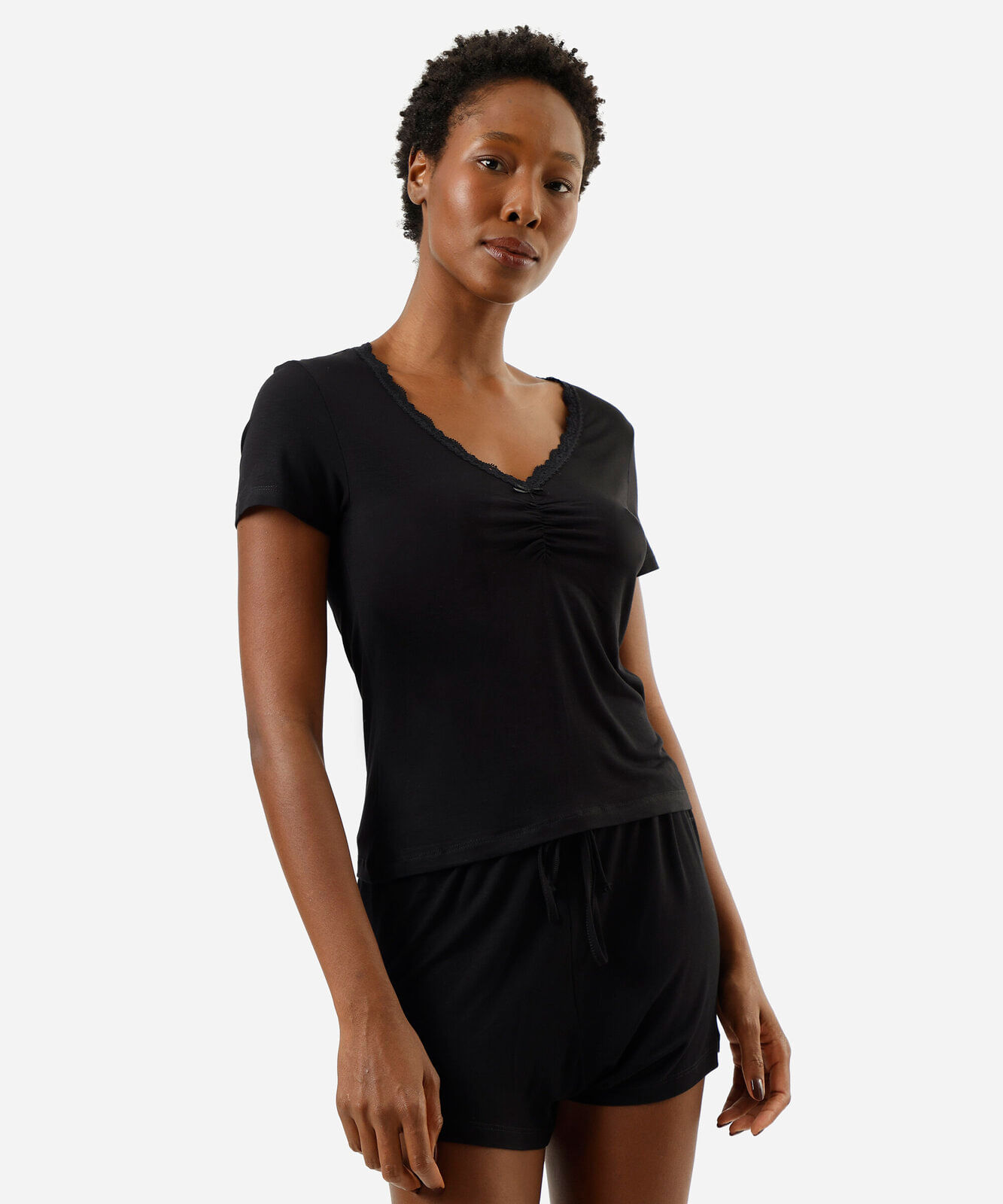 short de pijama avulso feminino de viscose preto