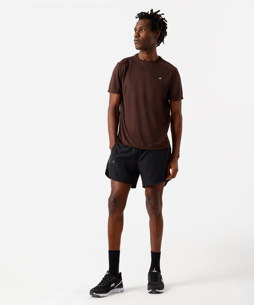 camiseta masculina esportiva ace com recorte marrom