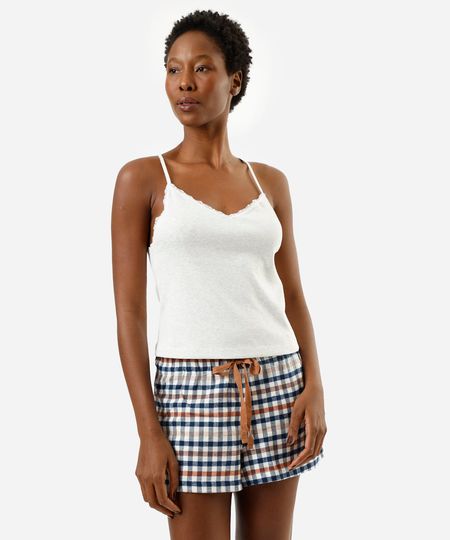 short de pijama avulso feminino de algodão xadrez colorido P