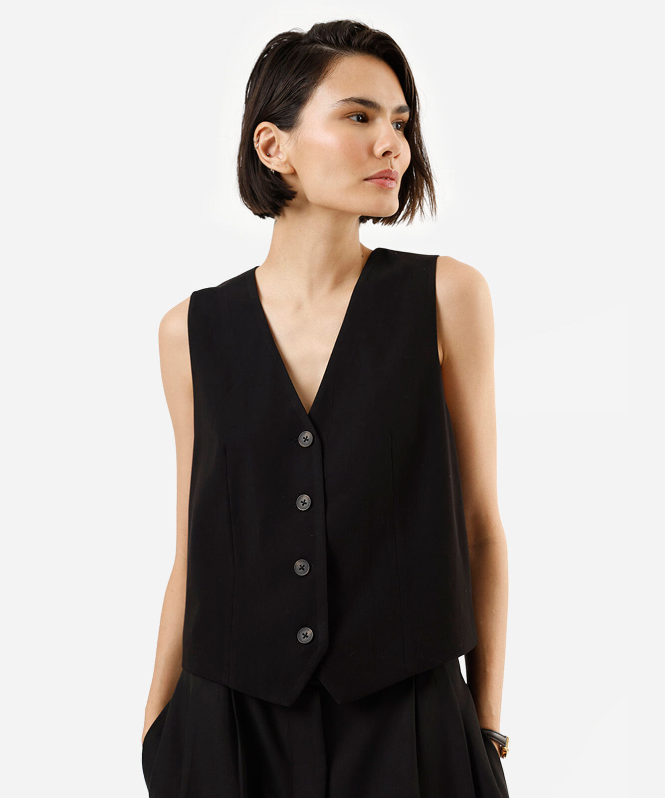 colete de alfaiataria feminino com viscose preto