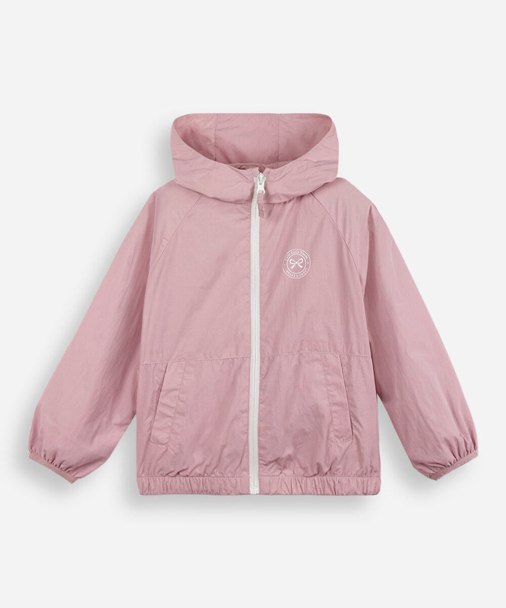 jaqueta corta vento infantil com capuz rosa