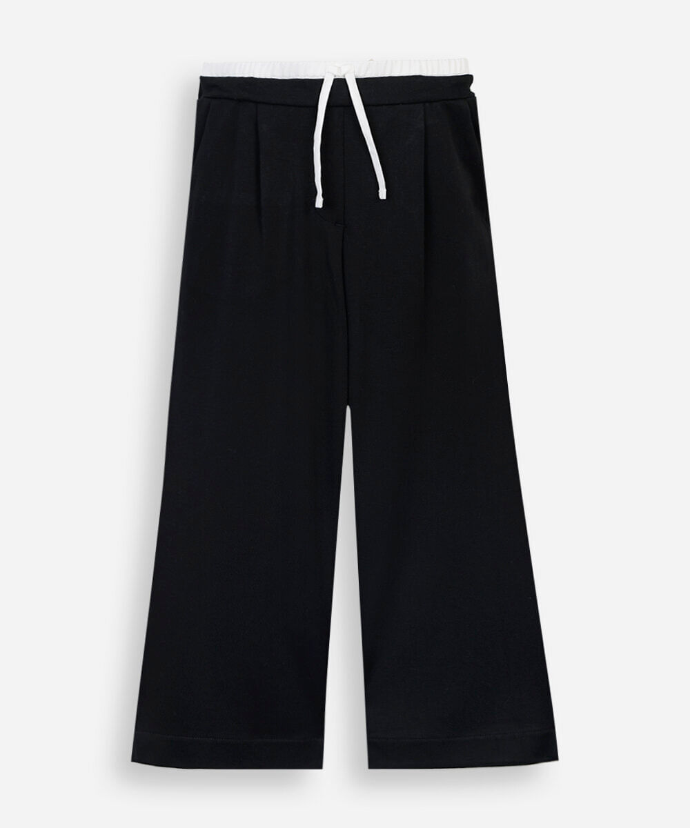 calça de viscose infantil cós duplo preta