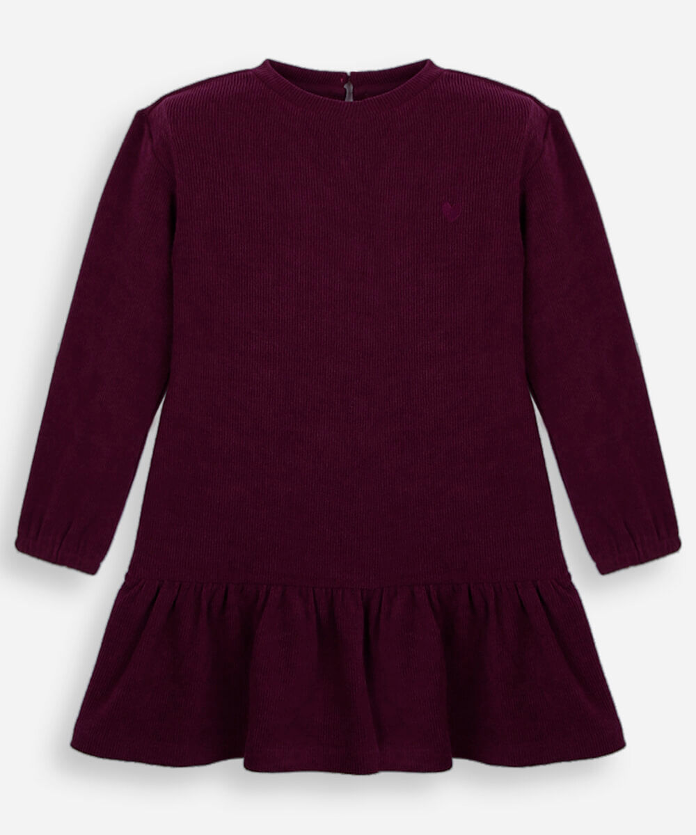 vestido infantil com recorte vinho