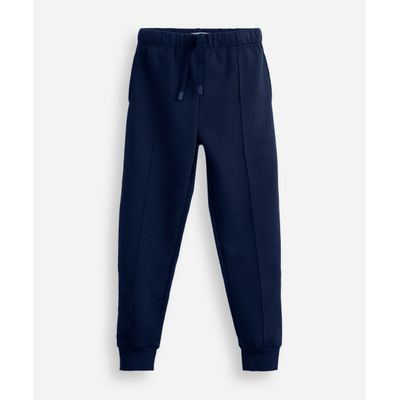 calça jogger juvenil de moletom com nervura azul