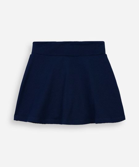 short saia infantil de poliamida canelado azul 8