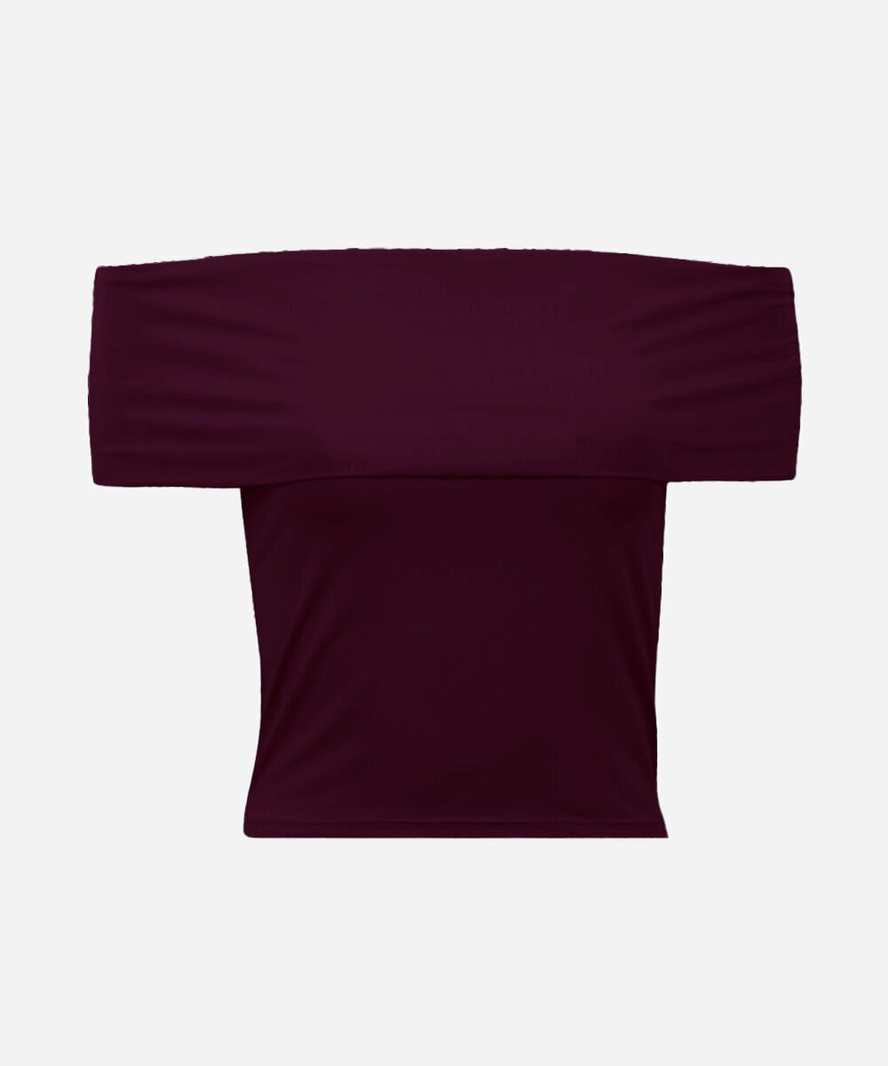 blusa juvenil ombro a ombro de poliamida vinho