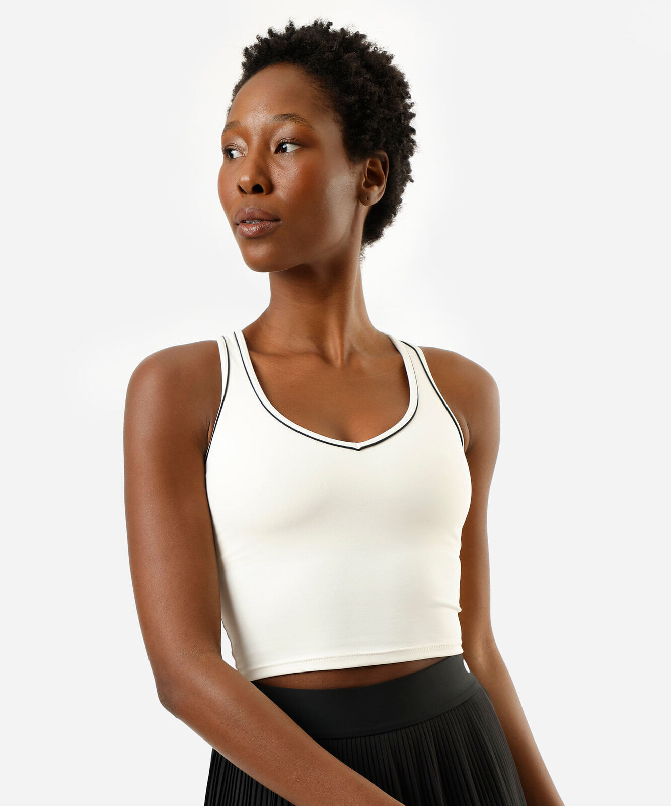 top nadador alongado feminino com nervuras esportivo off white