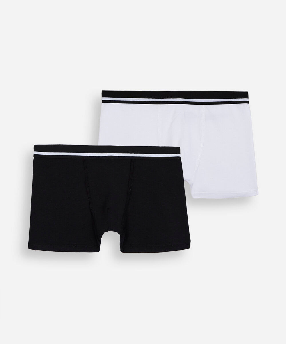 kit de 2 cuecas boxer infantil de algodão colorido