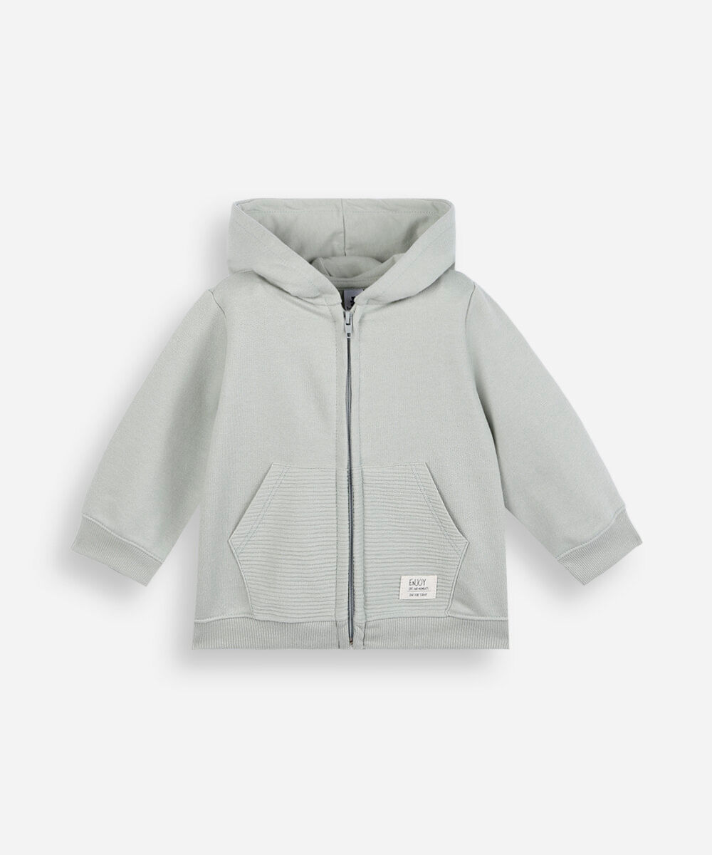jaqueta infantil de moletom com capuz verde