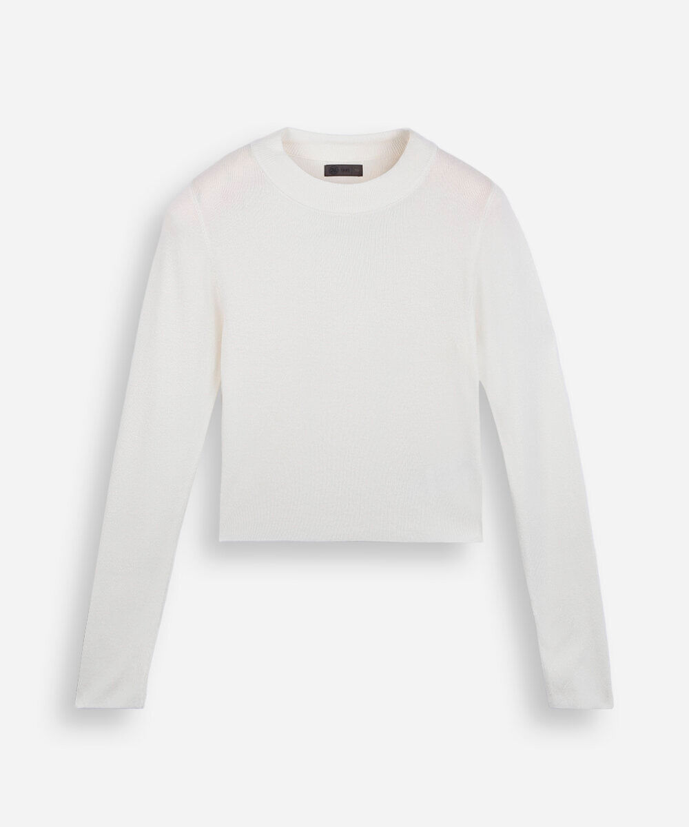 blusa juvenil com viscose manga longa off white