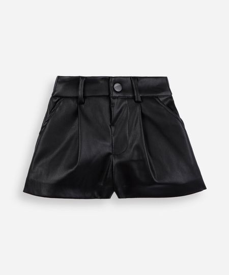 short infantil de poliuretano preto 3
