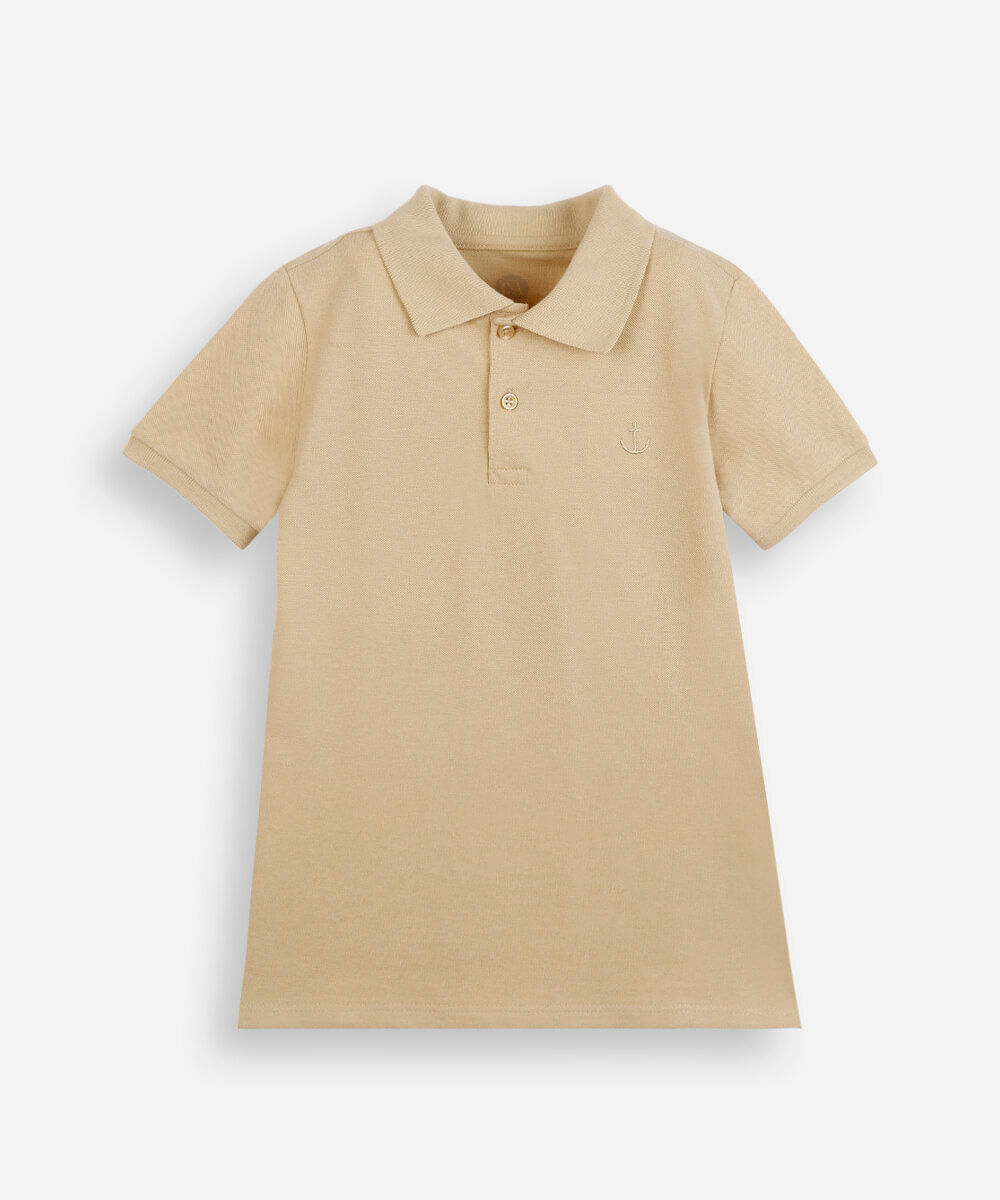polo de algodão infantil âncora amarela
