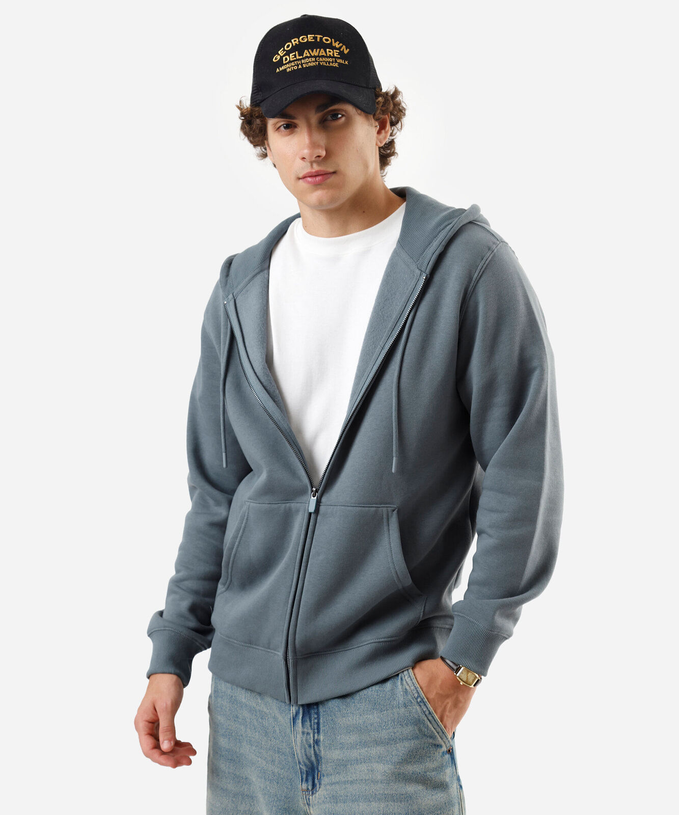 blusão básico masculino de moletom com capuz cinza