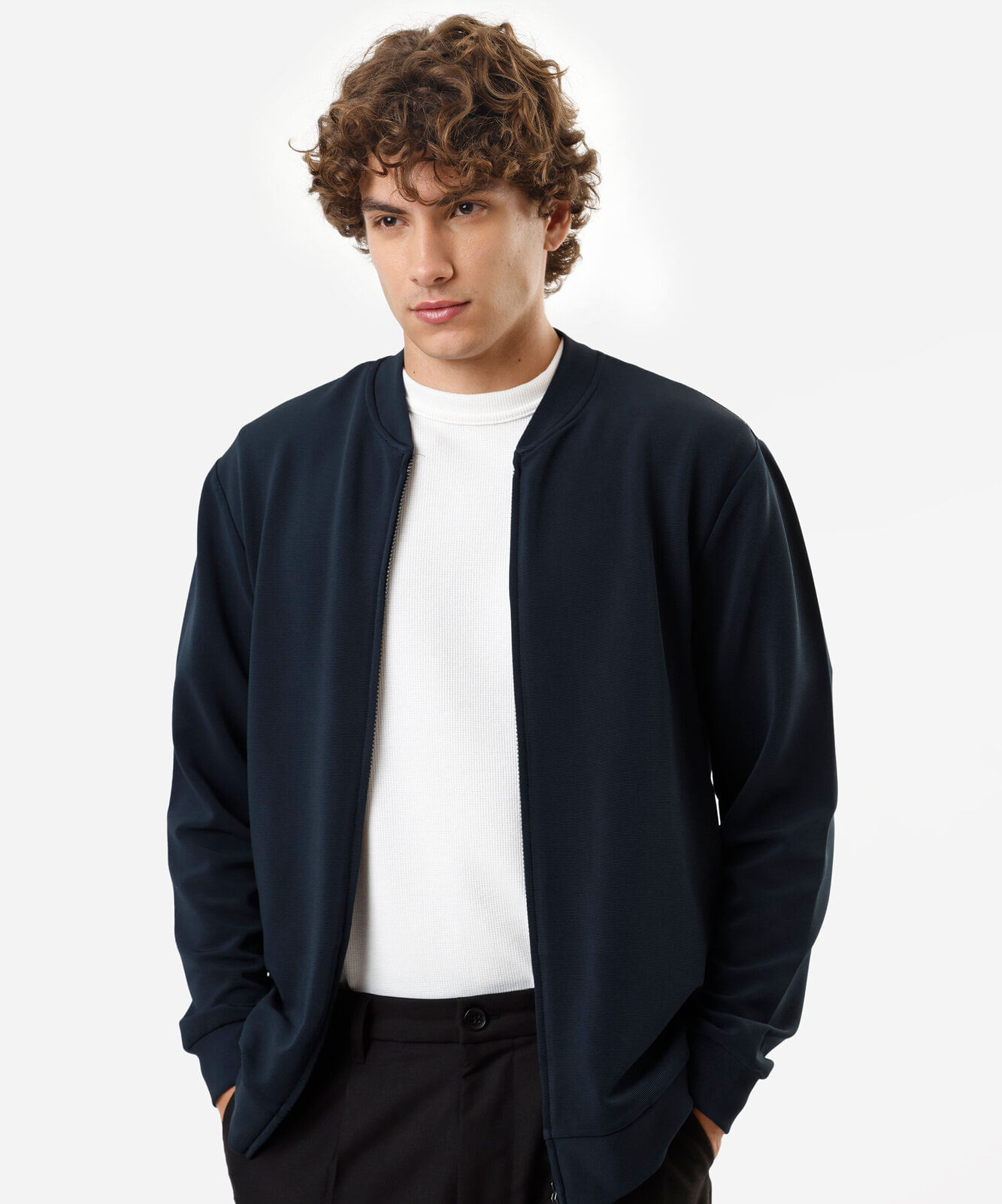 jaqueta slim fit masculina texturizada azul