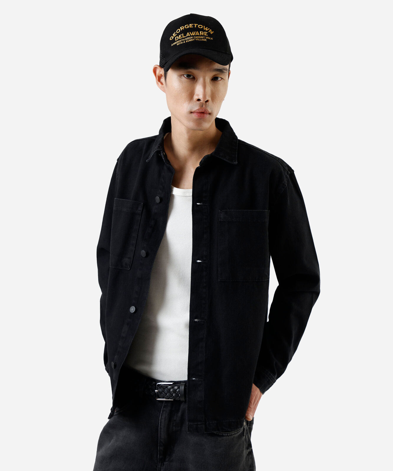 camisa oversized masculina jeans manga longa preta