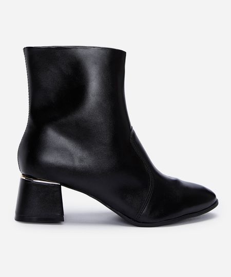 bota cano curto bico fino salto grosso preta 35