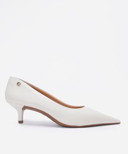 scarpin bico fino salto baixo via uno off white 36