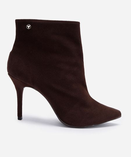 bota salto alto fino cano curto marrom 35